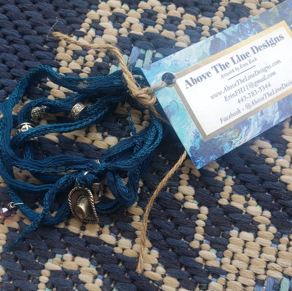 Hand-dyed silk wrap bracelet